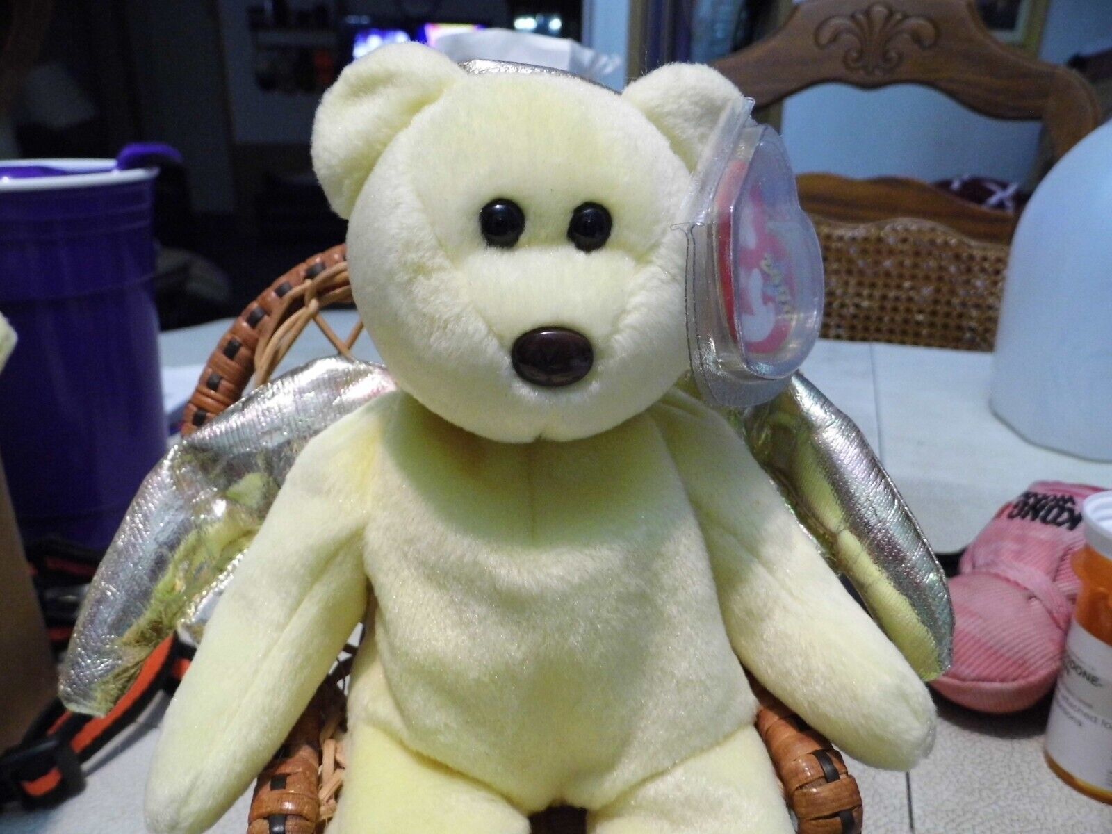 TY BEANIE BABY RETIRED HAND-DYED YELLOW HALO II THE Angel Stuffed Bear H... - $11.25