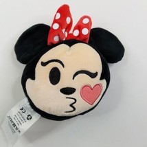 Disney Minnie Mouse Emoji 6&quot; Plush Reversible Squinty Kissy Wink Face Red Bow - £6.25 GBP