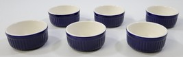 MM) Set of 6 Roshco Bakeware Cobalt Blue 4oz Cups Microwave, Oven, Freezer Safe - £23.73 GBP