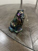 Moser 3&quot; Carnival/Iridized Cobalt glass Collie Dog Figurine - $39.59