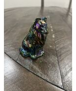 Moser 3&quot; Carnival/Iridized Cobalt glass Collie Dog Figurine - $727.18 MXN
