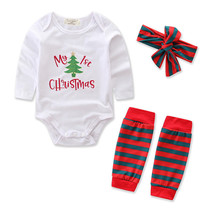 US Stock Baby Girls Boy Xmas Romper Bodysuit Leg Warmer Clothes Outfits Set res - £11.14 GBP