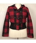 Levi’s Buffalo Plaid Wool Jacket Womens S Red Black Hooded Full Zip Levi... - $43.46 CAD