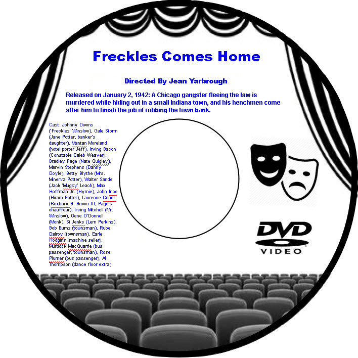 Freckles Comes Home 1942 DVD Movie Comedy Drama Johnny Downs Gale Storm Mantan M