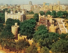 1975 Tower of London UK Panoramic Aerial View Vintage Postcard Cars - £14.83 GBP