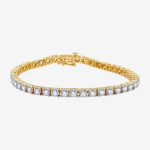 5ct Round Simulated Diamond Tennis Bracelet 14K Yellow Gold Plated 7&quot; - £305.28 GBP