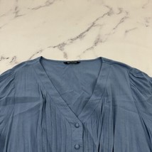 Bloomchic Womens Ruffle Trim Midi Dress Size 14-16 Light Blue Retro Pockets - £15.02 GBP