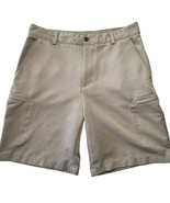 IZOD Golf Men Shorts Size 32 Tan Classic Khaki Flat Front Bermuda Lightw... - £13.44 GBP