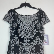 JS Collections Womens 8 Black Gray Lace Embroidered Short Sleeves Dress NWT BX42 - £133.92 GBP
