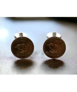1942 Vintage British Farthing Wren Bird Coin Cuff Links UK Brittania Woo... - £27.43 GBP