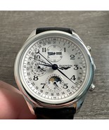 Guanqin Automatic Watch Silver Tone Blue Accent Black Leather Band 40 MM - $126.21 CAD