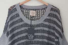 NWT CHASER Designer Loose Knit Gray Hi Lo Boxy Pullover Relaxed Sweater ... - £63.14 GBP