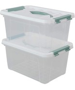 Set Of 2 Gloreen 6 Quart Clear Storage Bins With Lids And Green, Multipu... - €34,01 EUR