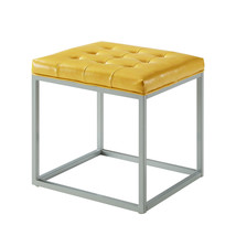 18" Yellow Faux Leather And Gray Cube Ottoman - $2,519.62 MXN