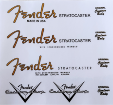 6 - Fend@r Stratoc@ster Headstock Logo STICKER  3x spagetti YL - £4.80 GBP
