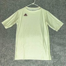 Adidas Mens Shirt 2XL XXL Cream Short Sleeve Stretch Solid Plain Sports Logo Gym - £19.32 GBP