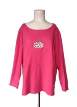 Vintage Quacker Factory Jersey Knit Cheetah Purse Tunic Top Size 1X Bling Pink  - £14.89 GBP