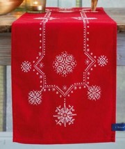 DIY Vervaco White Christmas Stars Stamped Cross Stitch Table Runner Scarf Kit - £23.94 GBP
