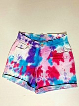 Old Navy Womens Sz 0 The Sweetheart Tye Dye Cuffed Shorts Pink Blue - £7.63 GBP