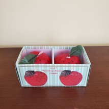 STRAWBERRY SCENTED CANDLES Set of 2 Red Strawberries Shape Candle 2 1/4" H image 5