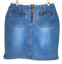 Ultra Pink Blue Jean Denim Skirt w/Front Zipper Stretch Cotton Blend Sz 11 - £21.00 GBP