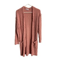 Macaron Duster Cardigan Womens Size S Peach Popcorn Knit Open front - $21.54