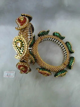 Rajasthani Gold plated high quality kundan bangles jewelry set Bridal Dulhan 126 - £65.46 GBP