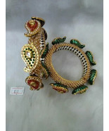 Rajasthani Gold plated high quality kundan bangles jewelry set Bridal Dulhan 126 - £65.53 GBP
