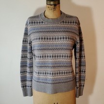 Nautica Cotton Sweater Size M Grey Blue Pink Anchor Horizontal Stripe - £19.58 GBP