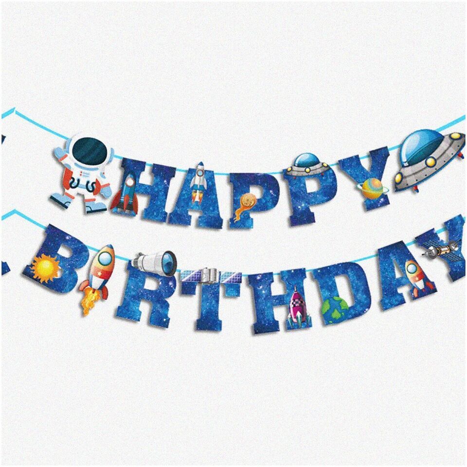 AstroBlast: Galactic Adventure Birthday Banner - Boys&#39; Space Ship Astron... - $18.80