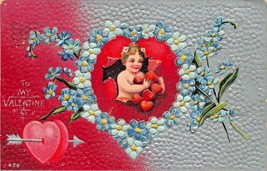 To My Valentine-Very Colorato Cuore E Fiori Ciottolo Rilievo 1911 Cartolina 1908 - £5.81 GBP