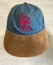 IAMS Company Baseball Hat Cap Adjustable Strapback Denim Blue Suede Embr... - $16.29
