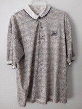 Vintage Slazenger Mens Golf Polo Short Sleeve Shirt Sz L Tan Black Striped - £18.67 GBP
