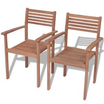 Stackable Garden Chairs 2 pcs Solid Teak Wood - £102.52 GBP