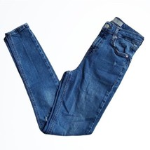 TopShop Distressed Moto Jamie Fit Higher Mid Rise Skinny Blue Jeans Size 26 - £26.15 GBP