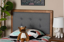 Hadia Dark Gray Fabric Upholstered and Walnut Brown Twin Size Headboard - $1,877.10 MXN