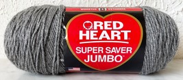 Red Heart Super Saver JUMBO Medium Weight Acrylic Yarn - 1 Skein Grey Heather - £10.58 GBP