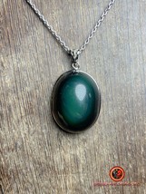 Pendant, natural rainbow obsidian, set in 925 silver, unique piece - $1,196.17 MXN