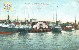SEATTLE  WASHINGTON SECTION OF BUSY WATERFRONT SHIPS &amp; SIGNAGE POSTCARD ... - $6.07