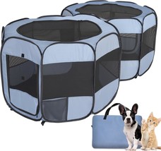 Dog Playpen With Bottom And Cover, Portable Pet Playpen 2-Room Steel Frame Puppy - $66.99