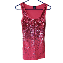 Rue21 Tank Top Juniors Size Small  Red Sequin Front Scoop Neck Stretchy - $186.00 MXN