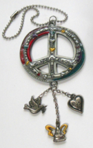 Colorful Enamel Peace Sign Key Chain Purse Charm - £10.08 GBP