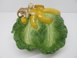 Kaldun And Bogle Vintage Hand Painted Monkey And Banana Embossed Footed Bowl GC - £55.33 GBP