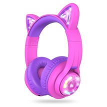 iClever Cat Ear Kids Bluetooth Headphones,LED Light Up On Ear Kids Wireless Head - £56.25 GBP