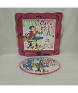 3 Piece Cafe Girl - Paris - Poodle Plate Tray and Knife Set - Jennifer B... - $22.77