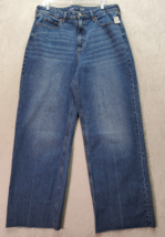 Old Navy Jeans Women Tall 14 Blue Extra High Rise Sky Hi Wide Leg Smooth Pockets - £20.57 GBP