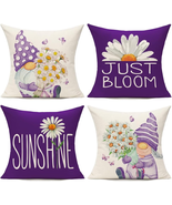 Purple Throw Pillow Covers 18X18 Set of 4 Outdoor Spring Summer Decorati... - £23.27 GBP
