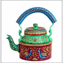 Hand-Painted Colourful Figurine Aluminum Decorative Tea Kettle Pot Showpie th550 - £39.75 GBP