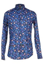 Just Cavalli Bright Blue Star Designs Cotton Fancywork Men&#39;s Shirt Size US 46 - £141.76 GBP