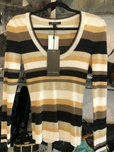 ST. JOHN Multi Color/Cream Striped Style#K512033 Long Sleeve Top Sz P NWT - £137.20 GBP